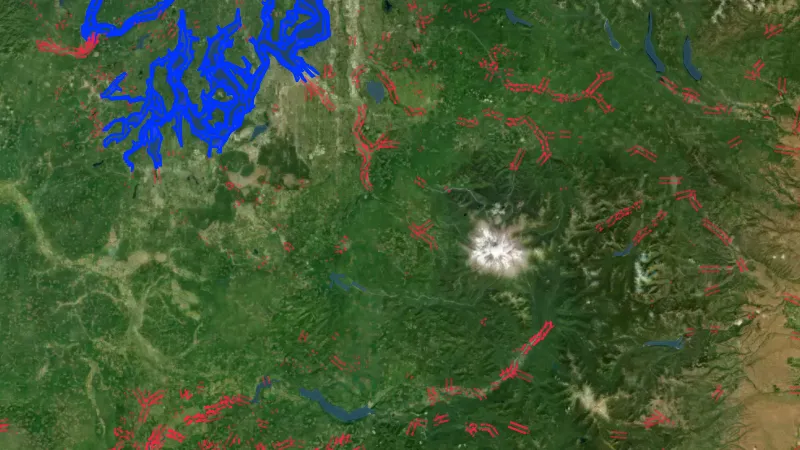 Critical Habitat Areas in South Carolina, drawn over satellite imagery