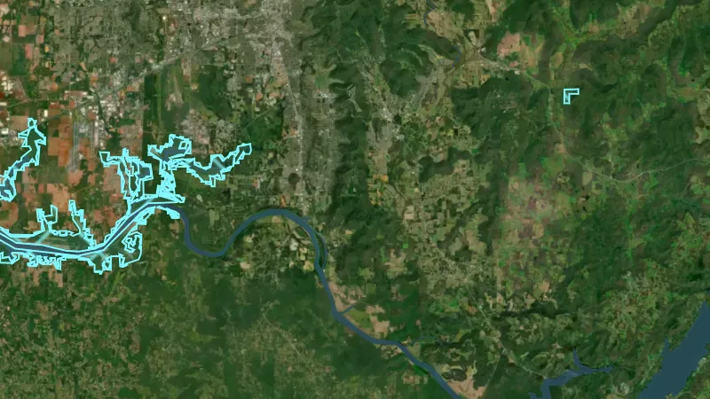 Fish & Wildlife Areas in South Carolina, drawn over satellite imagery