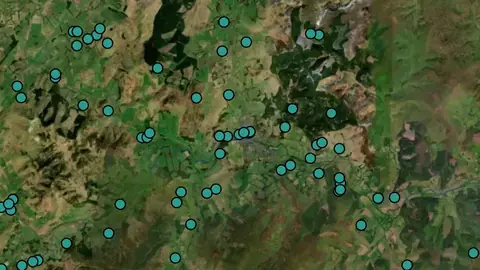 Historic in Scotland, drawn over satellite imagery
