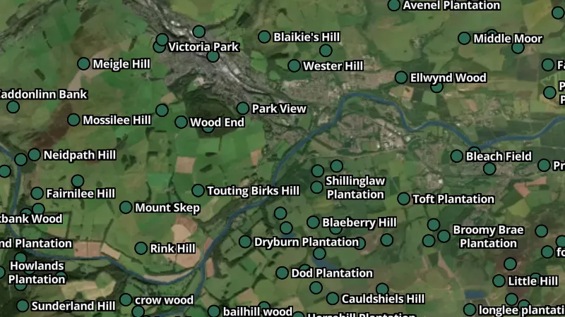 Land & Natural in Scotland, drawn over satellite imagery