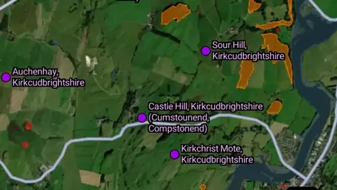Hillforts Scotland in the Detector Maps app, Scotland