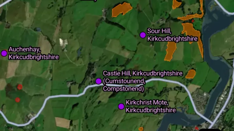 Hillforts Scotland in the Detector Maps app, Scotland