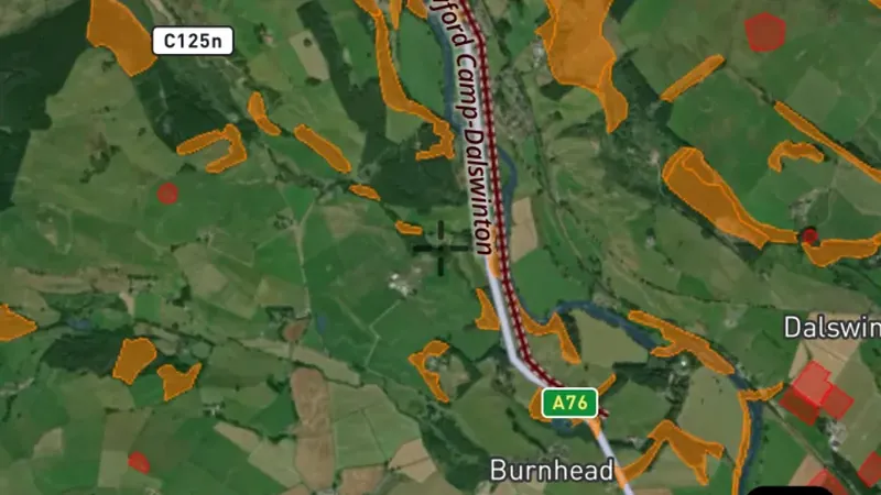 Roman Roads in the Detector Maps app, Scotland