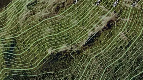 Contours in the Detector Maps app, Tasmania