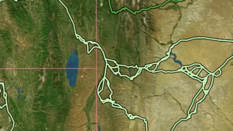 California in USA coins and relics, drawn over satellite imagery
