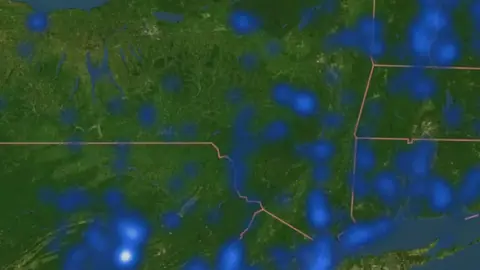 River Crossings & Ferries in USA coins and relics, drawn over satellite imagery