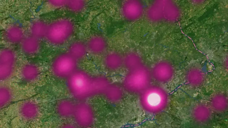 Mills in USA coins and relics, drawn over satellite imagery