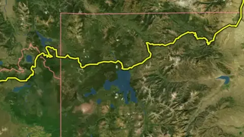 Nez Perce (Nee-Me-Poo) in USA coins and relics, drawn over satellite imagery