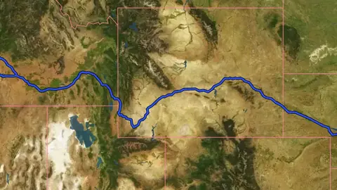 Oregon in USA coins and relics, drawn over satellite imagery