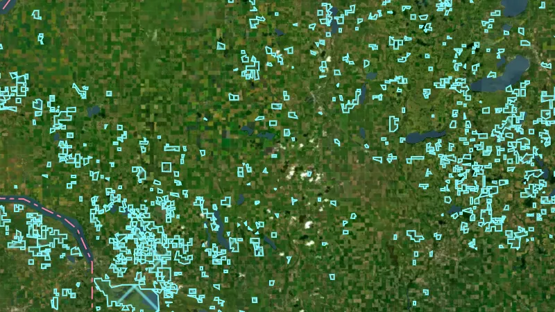 Fish & Wildlife Areas in Washington, drawn over satellite imagery