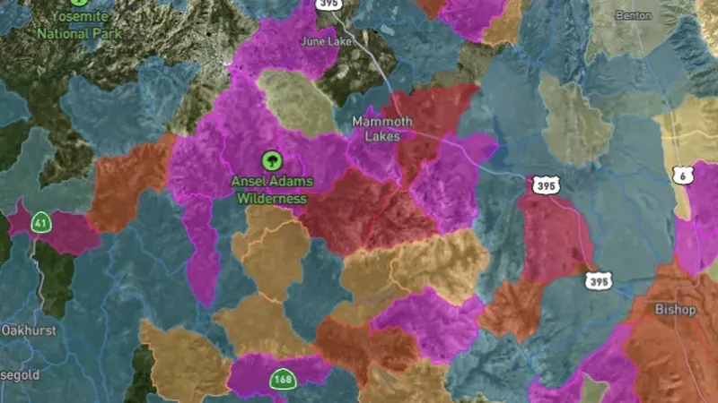 Gold Anomaly Catchments in the Detector Maps app, Utah