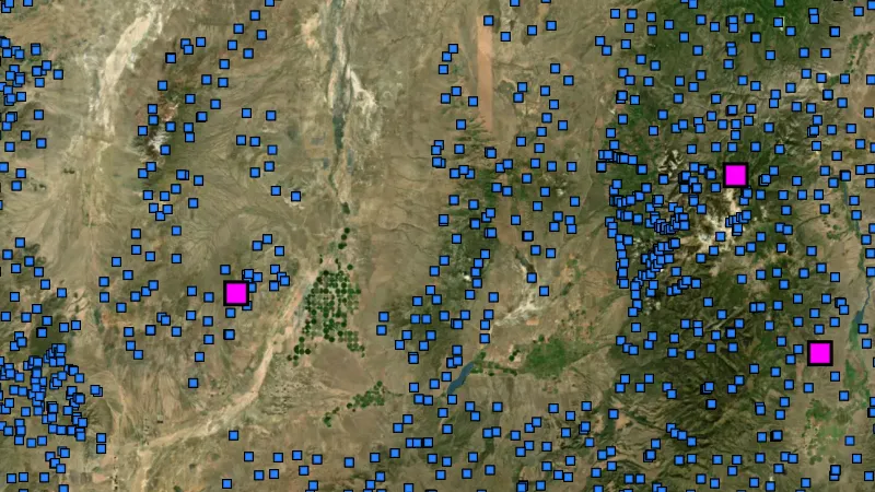 Stream Concentrate Geochemistry in Utah, drawn over satellite imagery