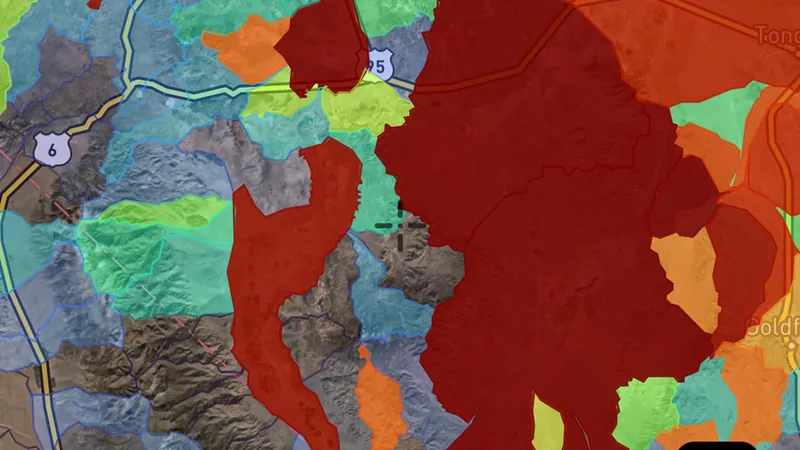Placer Claims Count in the Detector Maps app, Utah