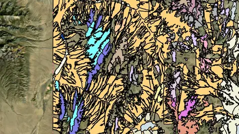Utah 66k Geology in Utah, drawn over satellite imagery
