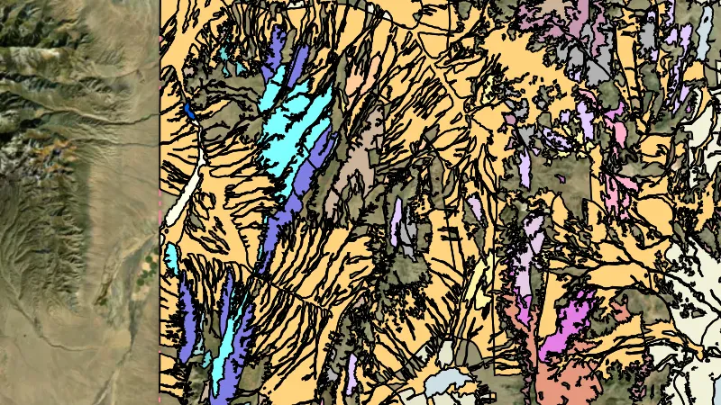 Utah 66k Geology in Utah, drawn over satellite imagery