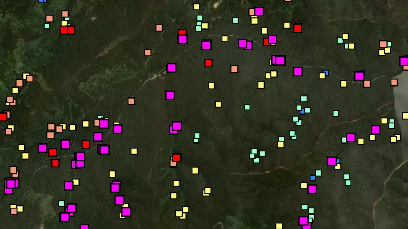 Streams in Victoria, drawn over satellite imagery