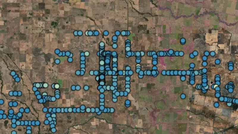 Unknown Samples in Victoria, drawn over satellite imagery