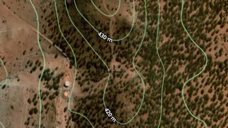Contours in the Detector Maps app, Western Australia