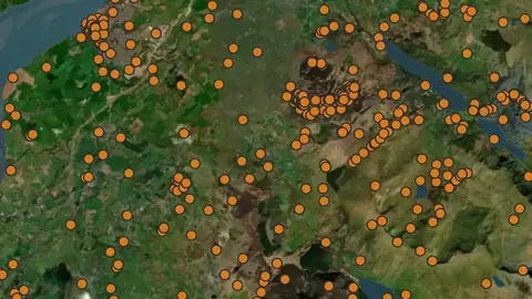 Bronze Age in Wales, drawn over satellite imagery
