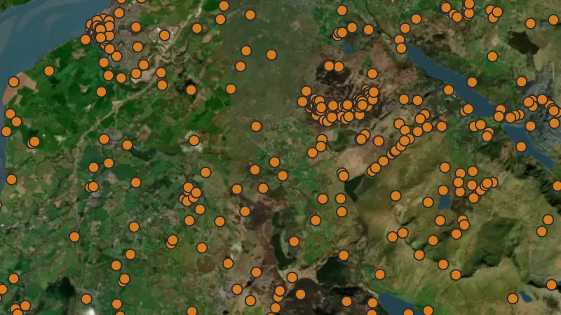 Bronze Age in Wales, drawn over satellite imagery