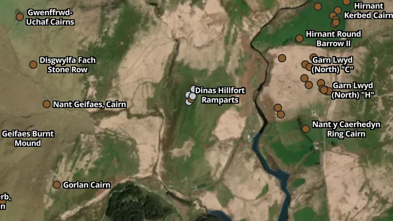 Iron Age in Wales, drawn over satellite imagery