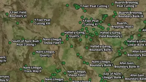 Medieval in Wales, drawn over satellite imagery