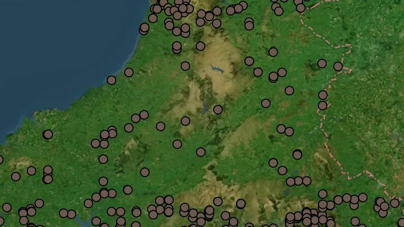 Mining in Wales, drawn over satellite imagery