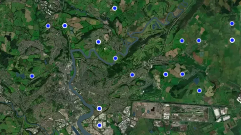 Medieval Finds in Wales, drawn over satellite imagery