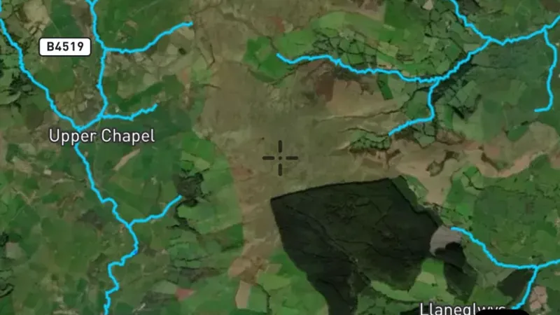 Watercourses in the Detector Maps app, Wales