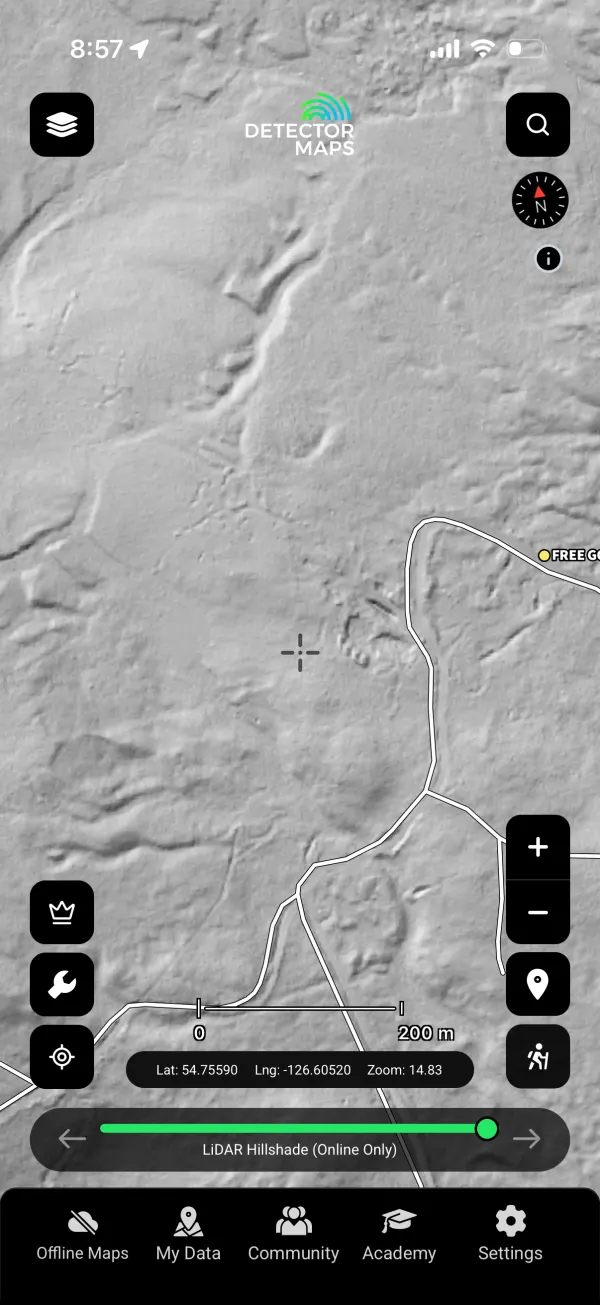 LiDAR Hillshade 1 m — free layer