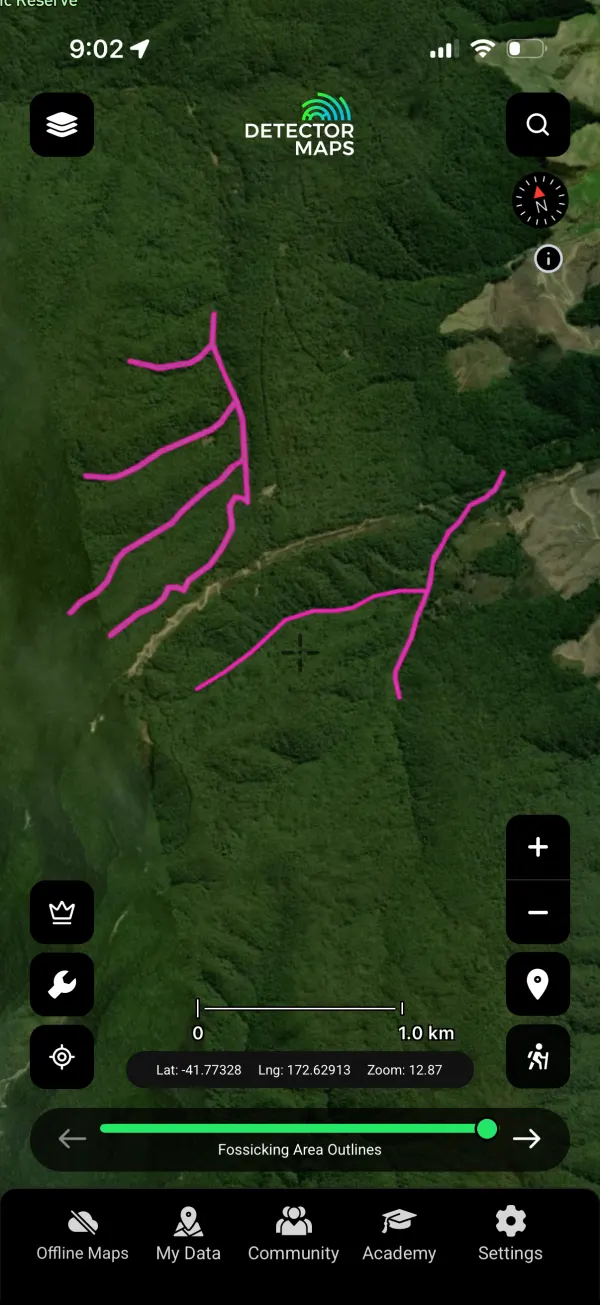 Gold Fossicking Areas layer