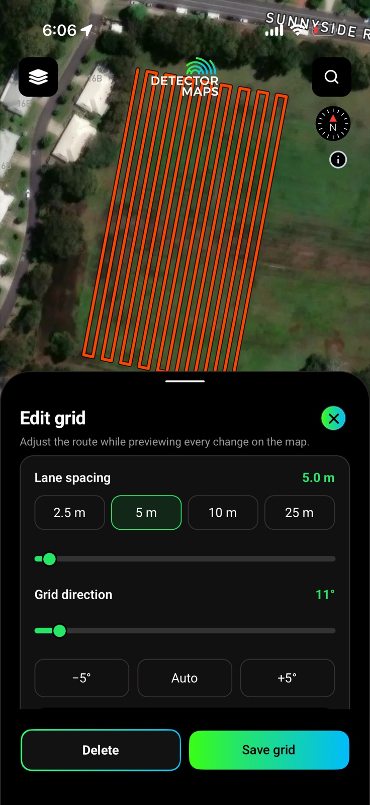 Edit grid controls in the Detector Maps app