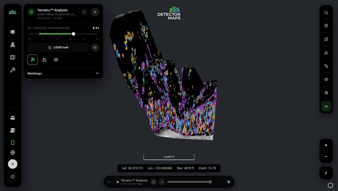Detector results marked on the model